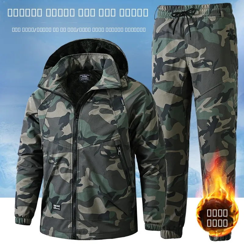 

Комплект рабочей одежды Thiened Fce с камуфляжным принтом для мужчин: износостойкая, водонепроницаемая, теплая, для осени и зимы, промышленная одежда