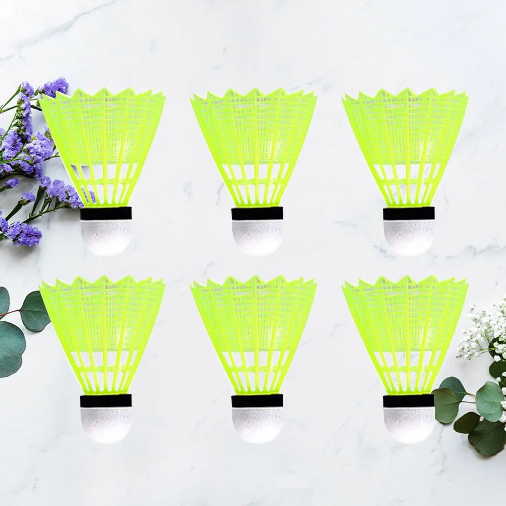 6PCS Nylon Badminton Birdies Shuttlecocks for Playing School Fitness Sports Activities (Yellow)