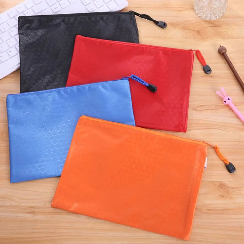 

Color A4 Zipper File Bag Portable Waterproof Stationery Storage Mesh Bag Large Capacity Oxford Cloth File Folder Data Storage
