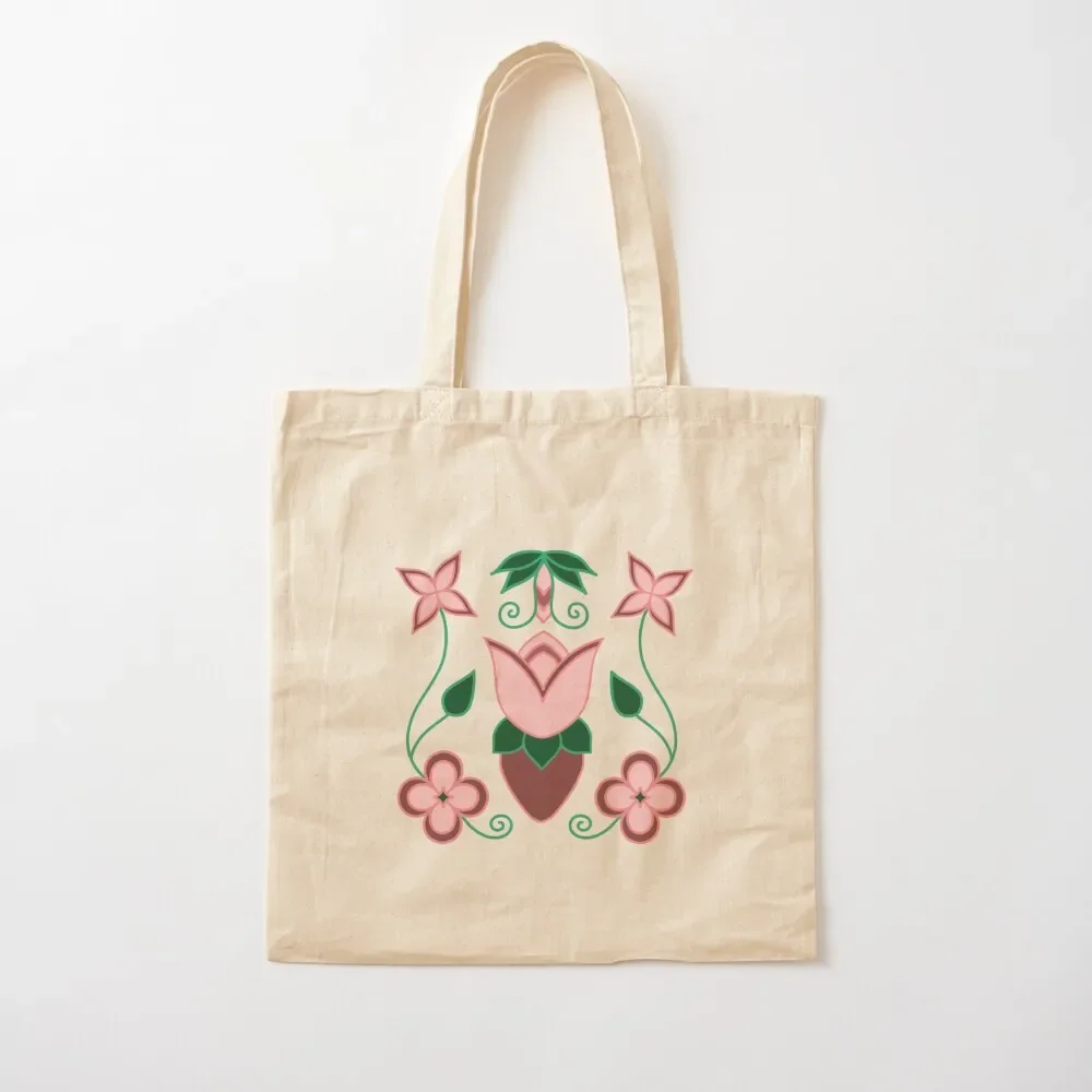 

Pink Strawberry Floral Tote Bag supermarket folding bag Beach bag