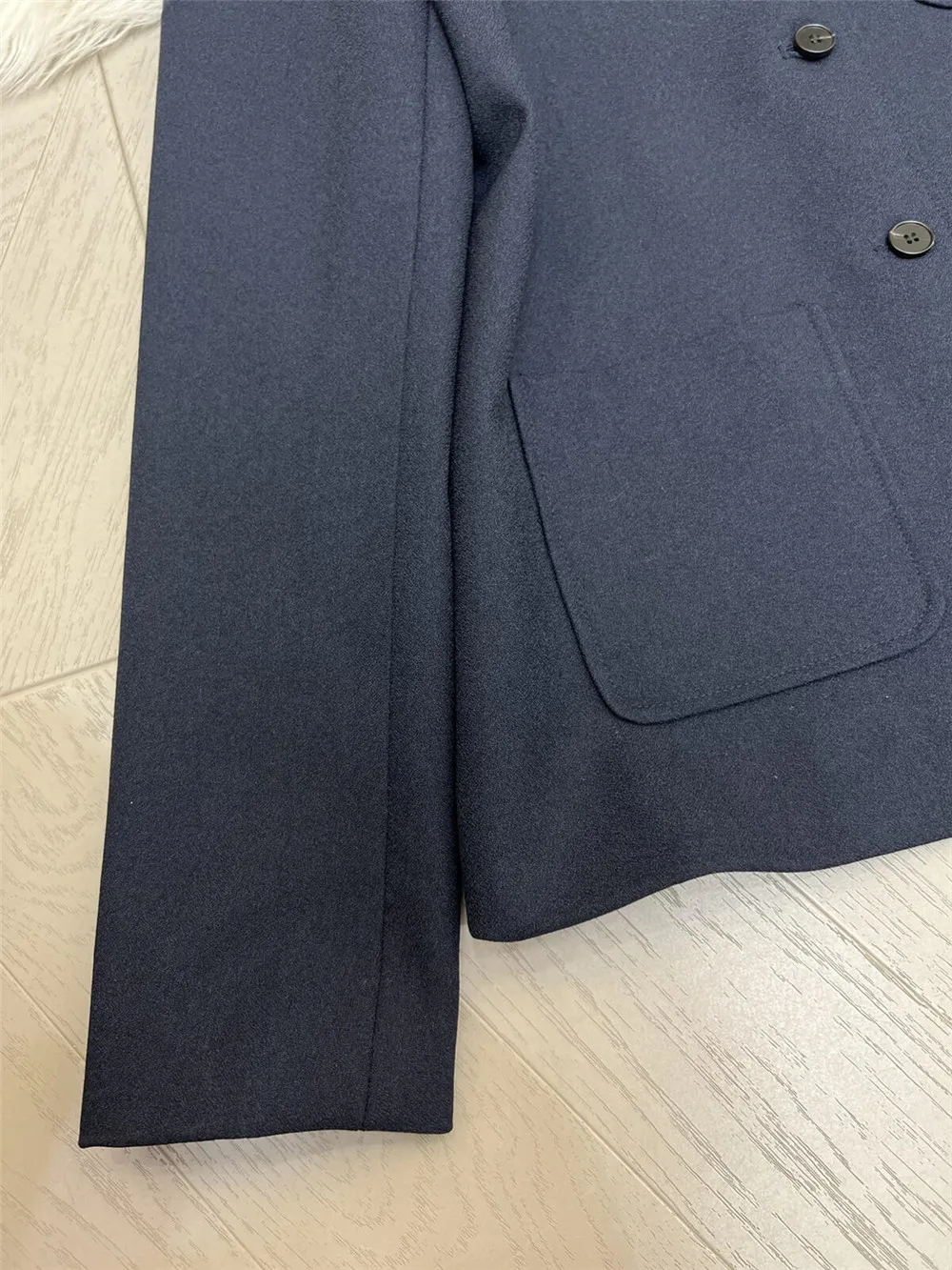 Autumn And Winter New Women's Stand up Collar Single Breasted Wool Blend Suit Jacket+High Waist Casual Versatile Half Skirt Set