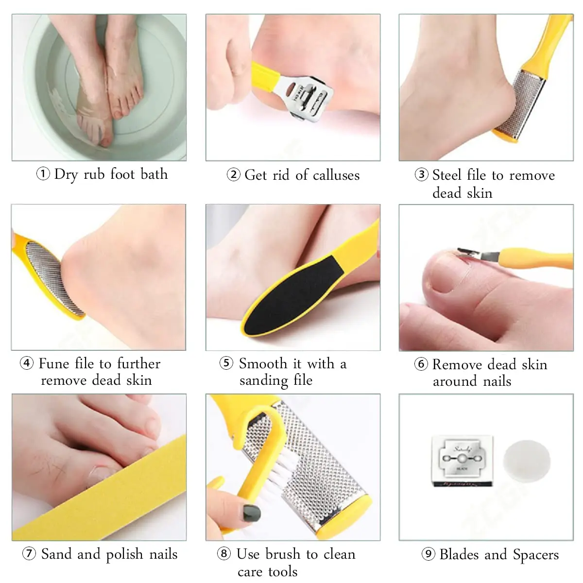 8/10/11-in-1 プロフェッショナルペディキュアキット ステンレススチールカルスシェーバー ステンレススチールフットケアツールで柔らかく滑らかな足を手に入れましょう