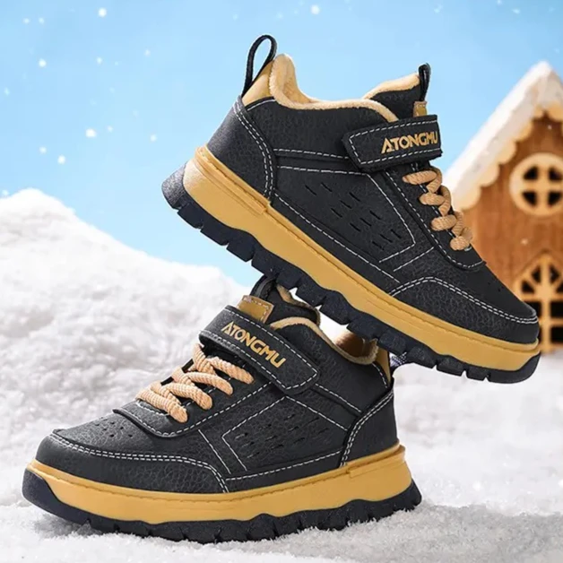 

Новые детские флисовые кроссовки 2026 года: спортивные, для бега и повседневной носки, высокие, с двойным хлопковым утеплением, для детей