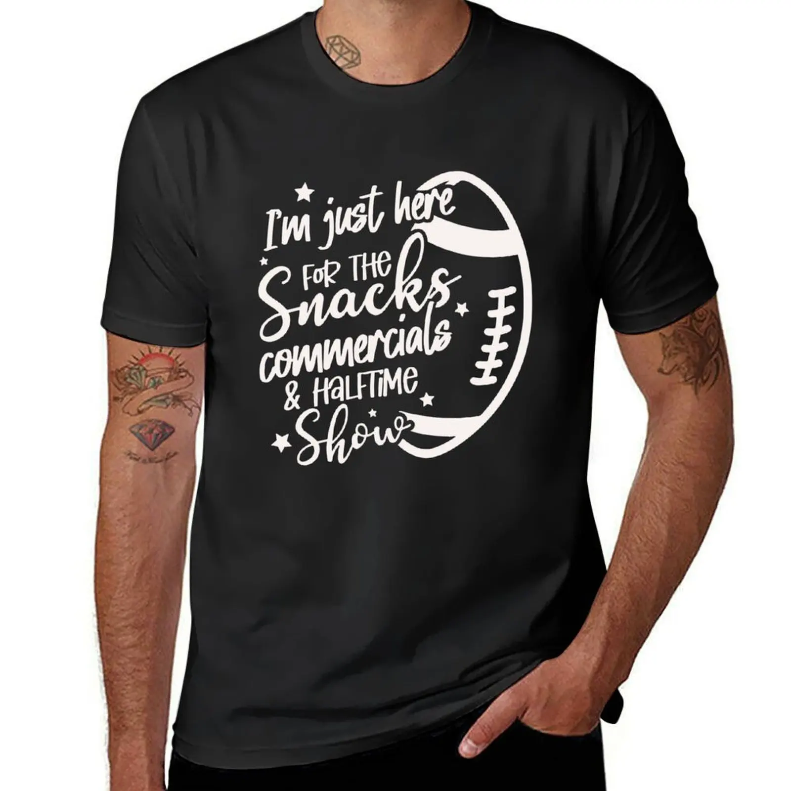 I'm Just Here for Snacks Commercials Halftime Show Apparel T-Shirt sweat cute tops graphics heavy weight t shirts for men