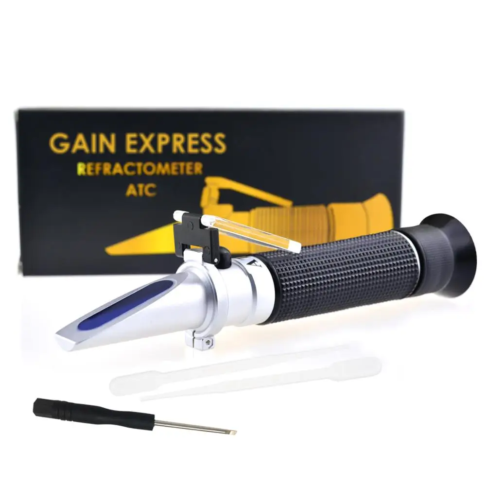 Portable Meter Tester ATC 0-100ppt and 1.000-1.070 Specific Gravity Dual Scale Salinity Refractometer for Seawater Salt