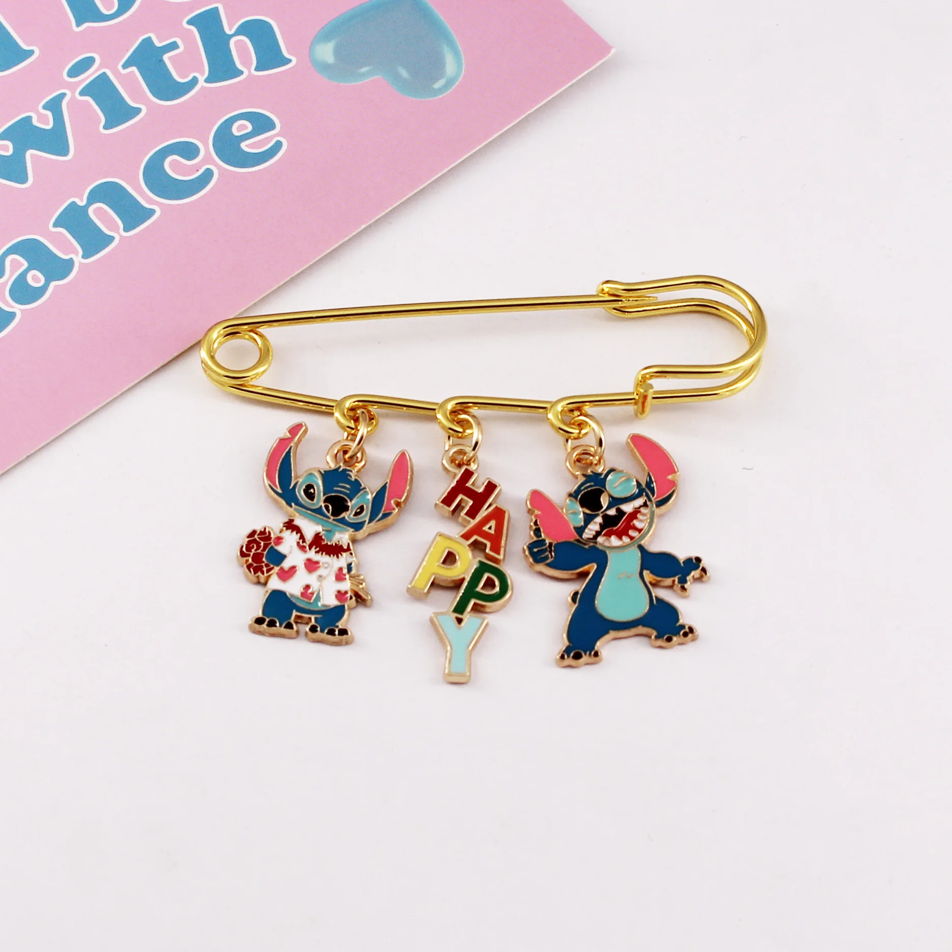 Lilo & Stitch Cartoon Creative Metal Brooch Disney Anime Stitch Drip Personality Bag Hanging Accessories Badge Keychain Pendant