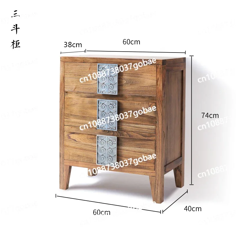 CX New Chinese Style Solid Wood Display Cabinet Chest of Drawers Antique Distressed Mortise and Mortise Complete Storage Cabinet