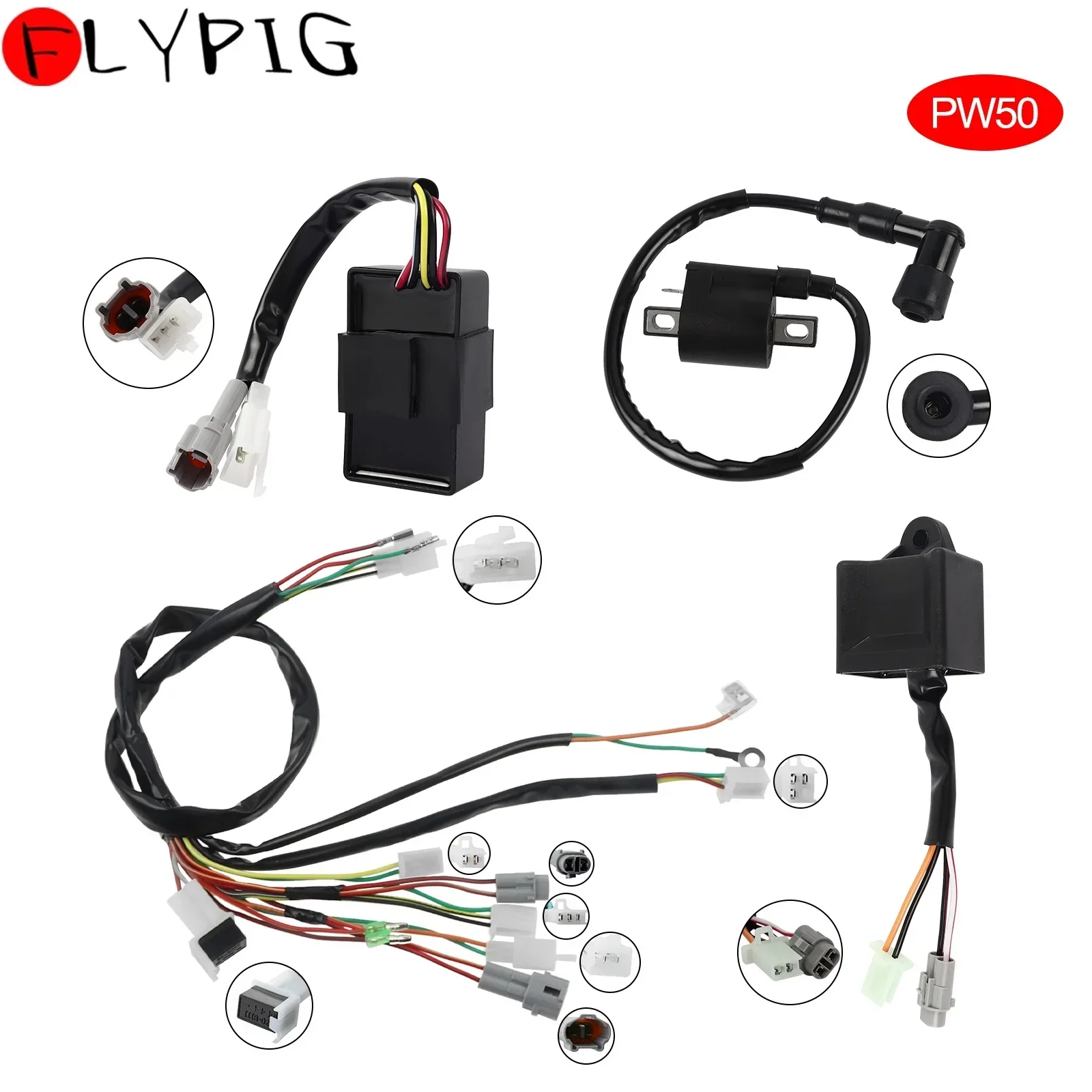 Ignition Coil Spark Plug Wire harness CDI Unit Kit Compatible with Yamaha PW50 PW PY 50 PY50 PEEWEE Motorcycle Dirt Pit Kid Bike