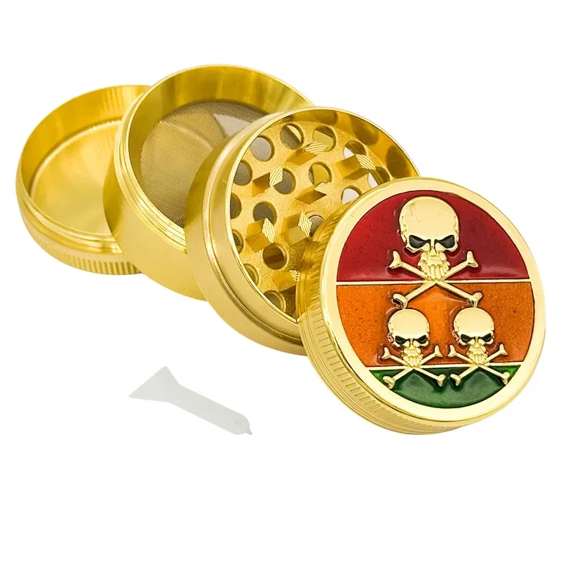 

4-Layer Golden Skull Grinding Machine 40mm Metal Zinc Alloy Grinding Machine Christmas Gift for Men