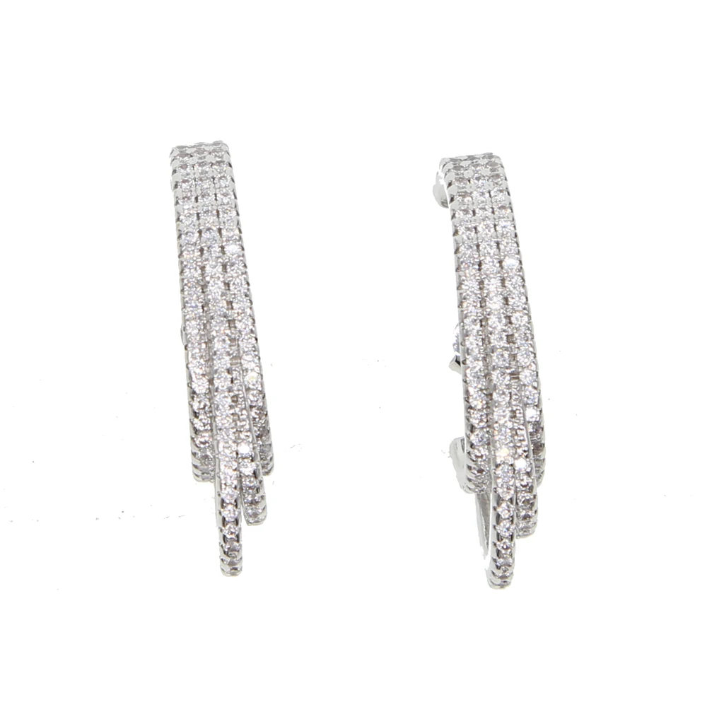 SILVER color miccro pave cz earring  new design long top botton ear studs Copper lead nickle free Dazzling Chic earrings