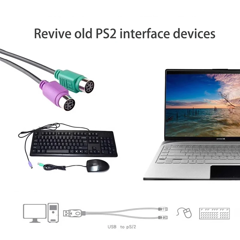 1 Stück USB 2.0 Stecker-Konverterkabel-Adapter-Stecker Computerzubehör geeignet für Maus, Tastatur/KVM-Switch/Scanner/PS2 – Detail 2