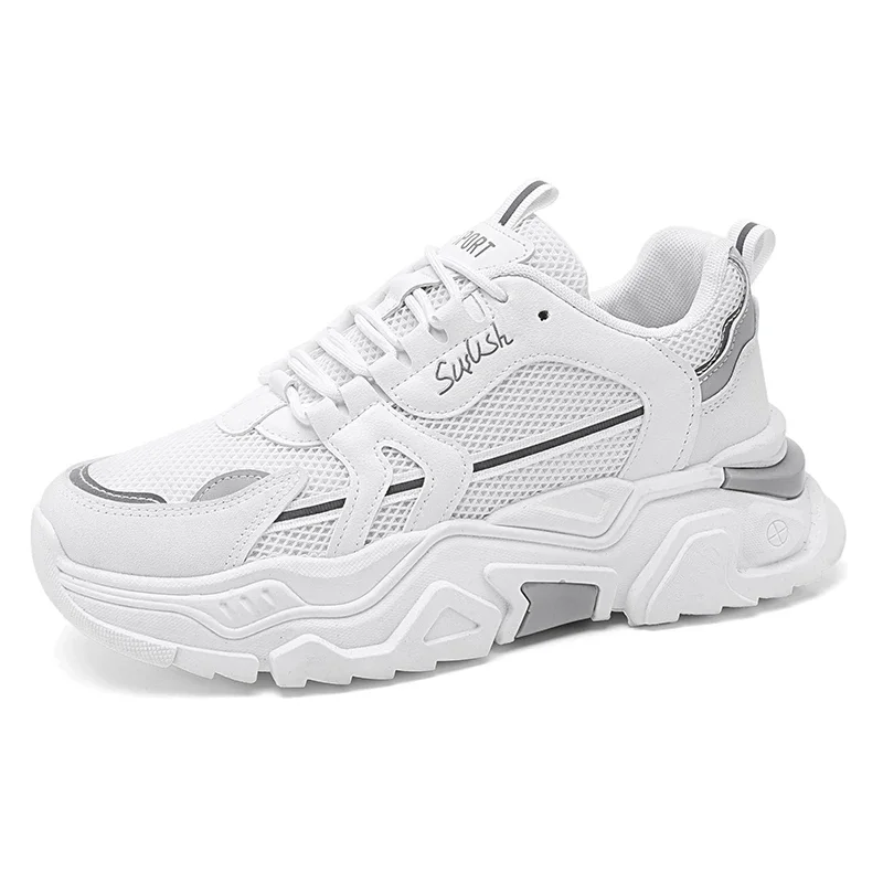 

Men's thick soled casual mesh panel shoes summer breathable soft soled running shoes outdoor fashion sports shoes male sneakers