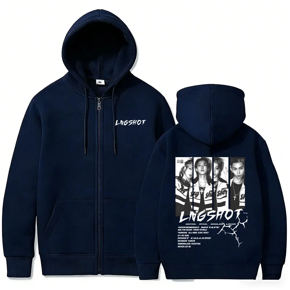Koreanische Band Lngshot Jay Park 2026 Zipper-Hoodie für Herren und Damen – K-Pop Fashion Trend Reißverschlussjacke, Oversized Zip-Up Sweatshirt Mantel – Detail 4