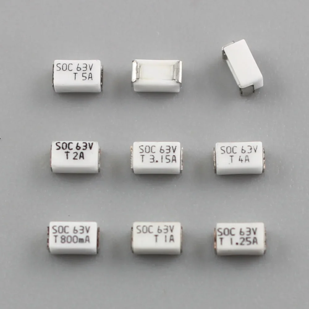 

50pcs SOC SMD SMT Micro Fuse MMCT T 0.8A 800mA 1A 1.25A 2A 3.15A 4A 5A 63V DC Slow Blow 1206 3216 Surface Mount