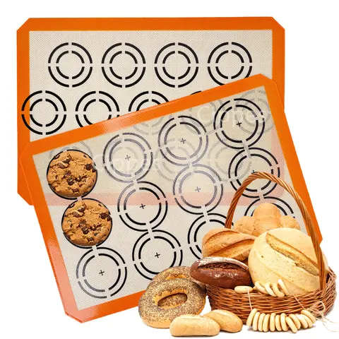 오븐용 1/2PCS 실리콘 베이킹 매트, 쿠키 마카롱용 두꺼운 재사용 가능한 비 스틱 내열성 베이크웨어 시트 라이너