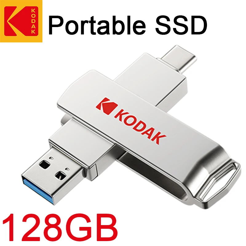 KODAK-Super Mini Metal Pen Drive, Flash Drives, Pendrive portátil, SSD Memory Stick, 128GB, USB 3.2, alta velocidade, frete grátis