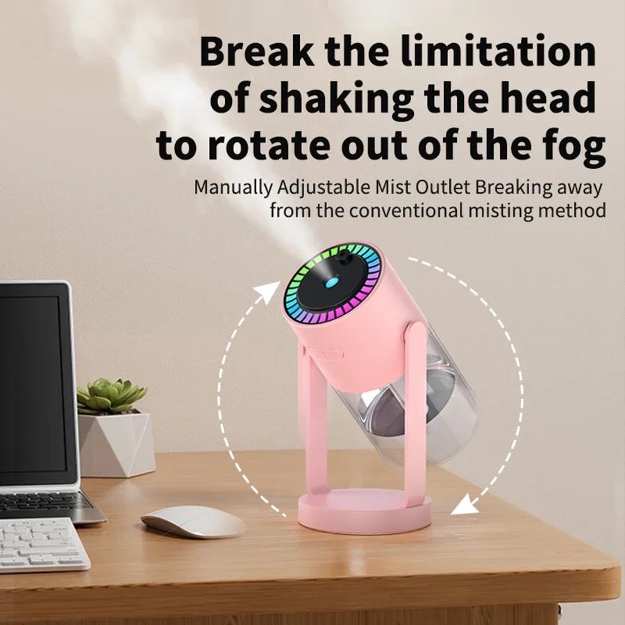 280ml Air Humidifier Desktop Humidifier with Projector & Light Adjustable Angle Cool Mist Humidifier Auto Off for Home Office