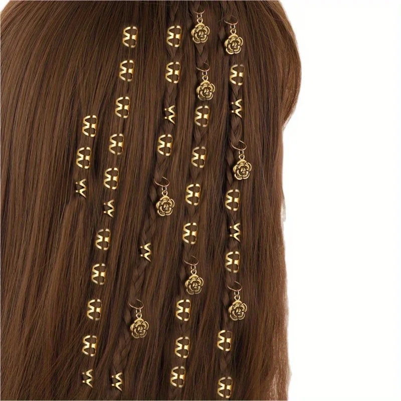 

36pcs DIY wig dreadlock accessories Flower bun hair buckle Twist braid spring braid hollow braid decoration