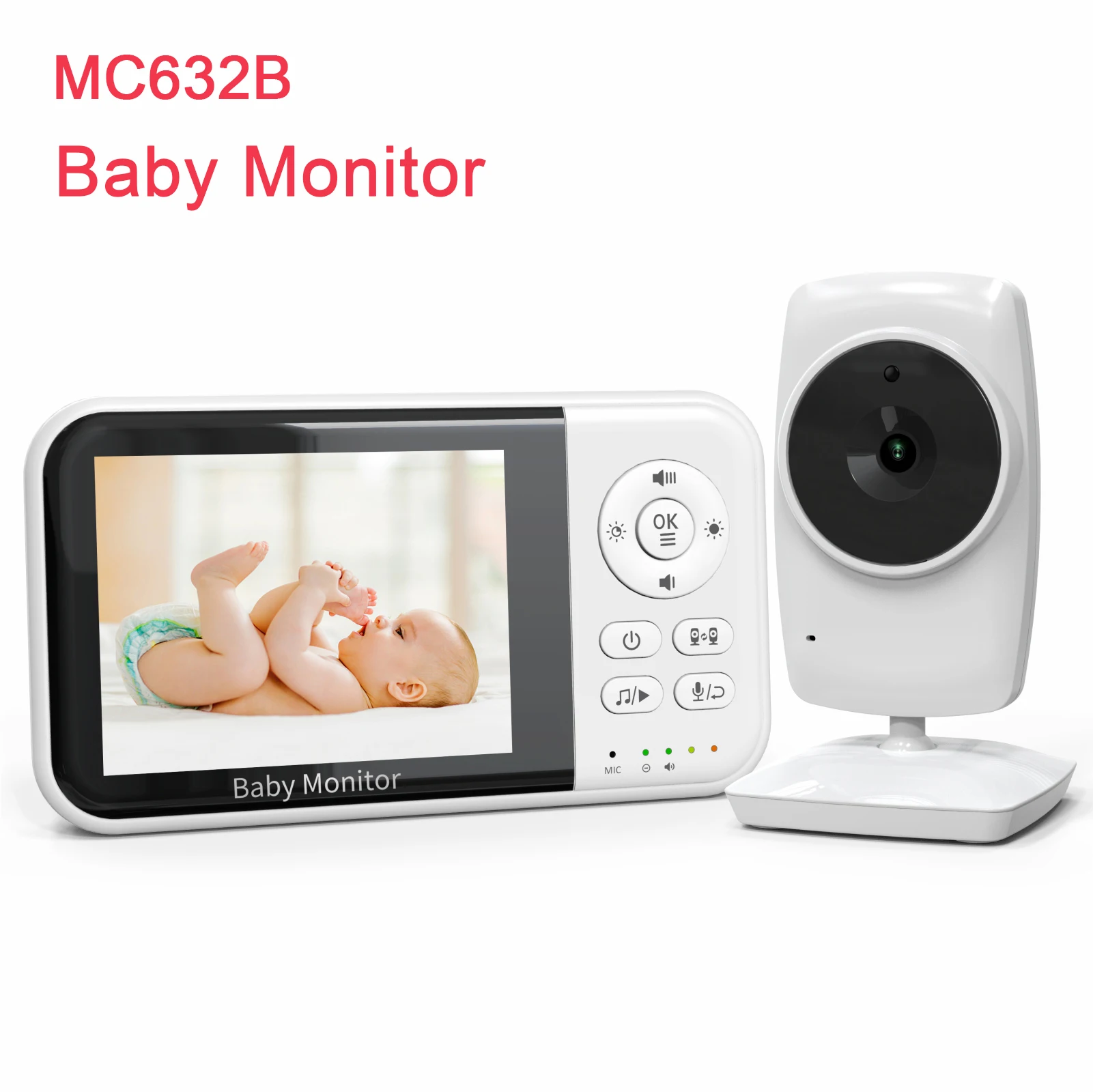 3.2 Inch Video Baby Monitor 2‑Way Audio Talk Auto Night Vision 2X Zoom ECO Mode Temperature Sensor No WiFi Baby Care Monitor