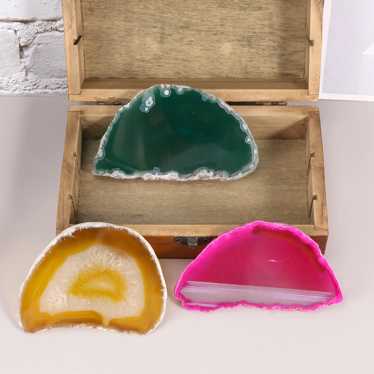 

3 Pcs Agate Chip Coasters DIY Accessories Colorful Slices Beautiful Natural Agates Pendant