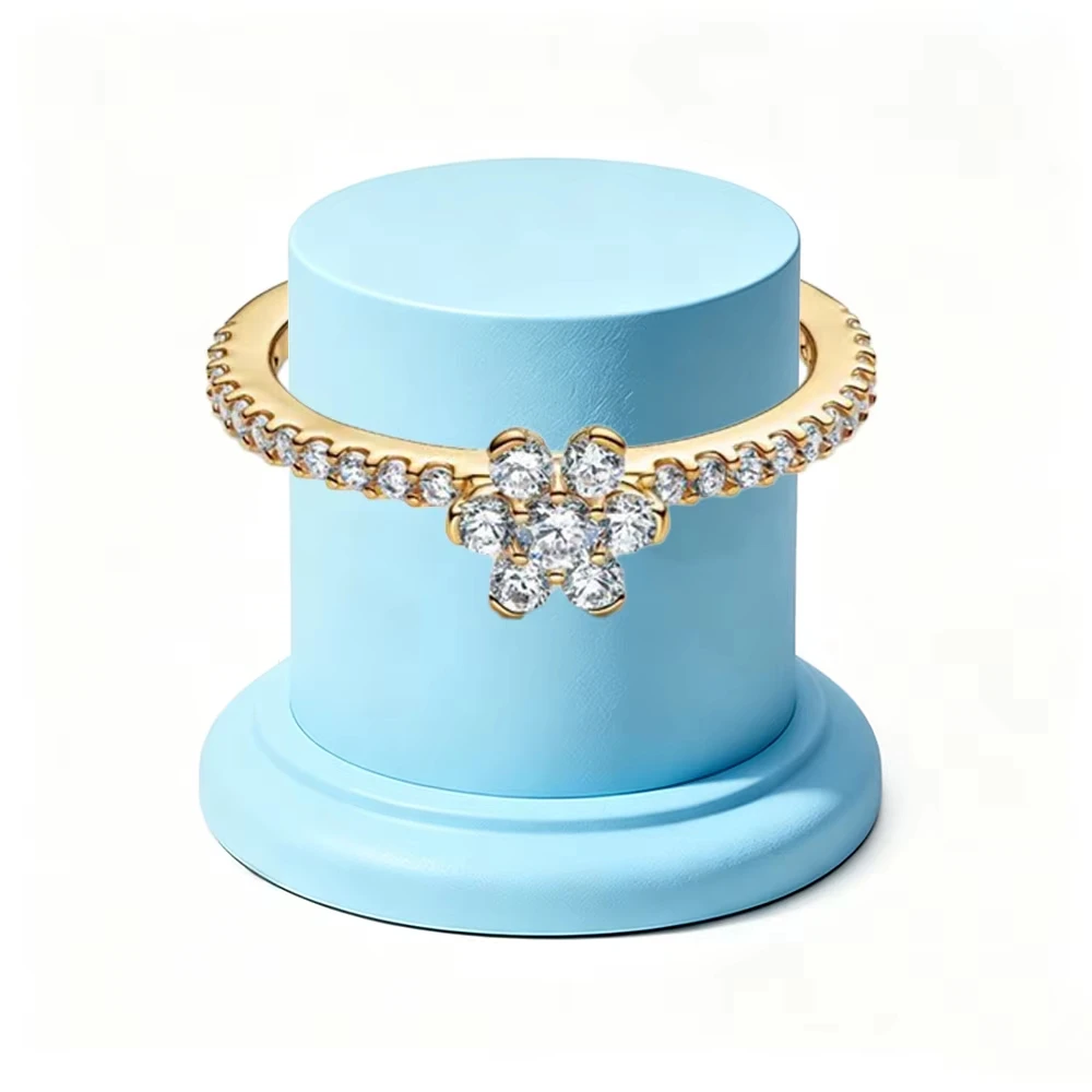 Women's 925 Silver Three-Leaf Clover Heart Flower Ring