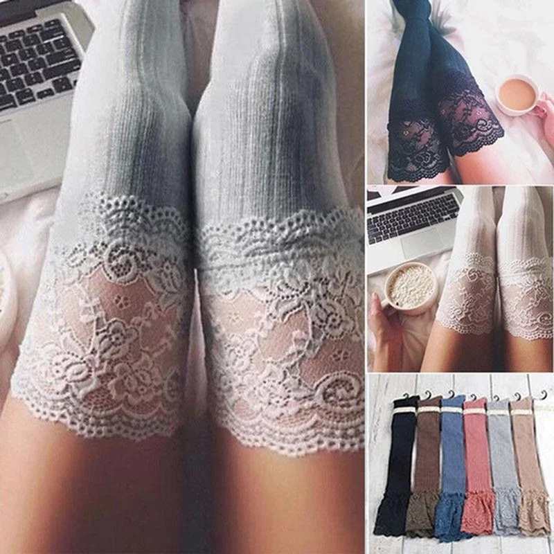 Women Stockings Warm Thigh High Over The Knee Socks Long Cotton Lace Up Stockings Medias Winter Sexy Stockings