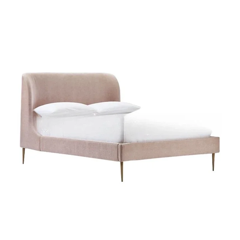 Postmodern light luxury metal foot fabric furniture model room homestay master bedroom marriage bed soft bag double bed