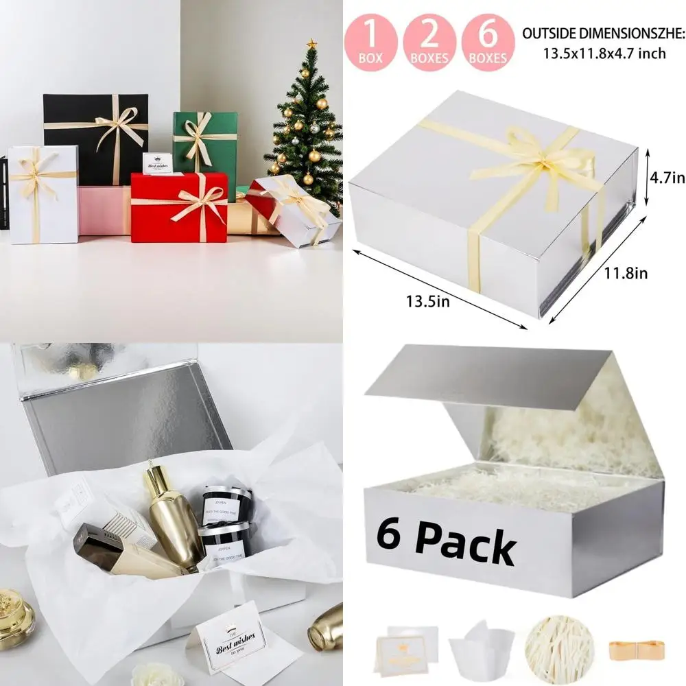 

Роскошная большая коробка для предложения подружкам невесты с магнитной крышкой, открыткой, лентой, бумагой и наполнителем