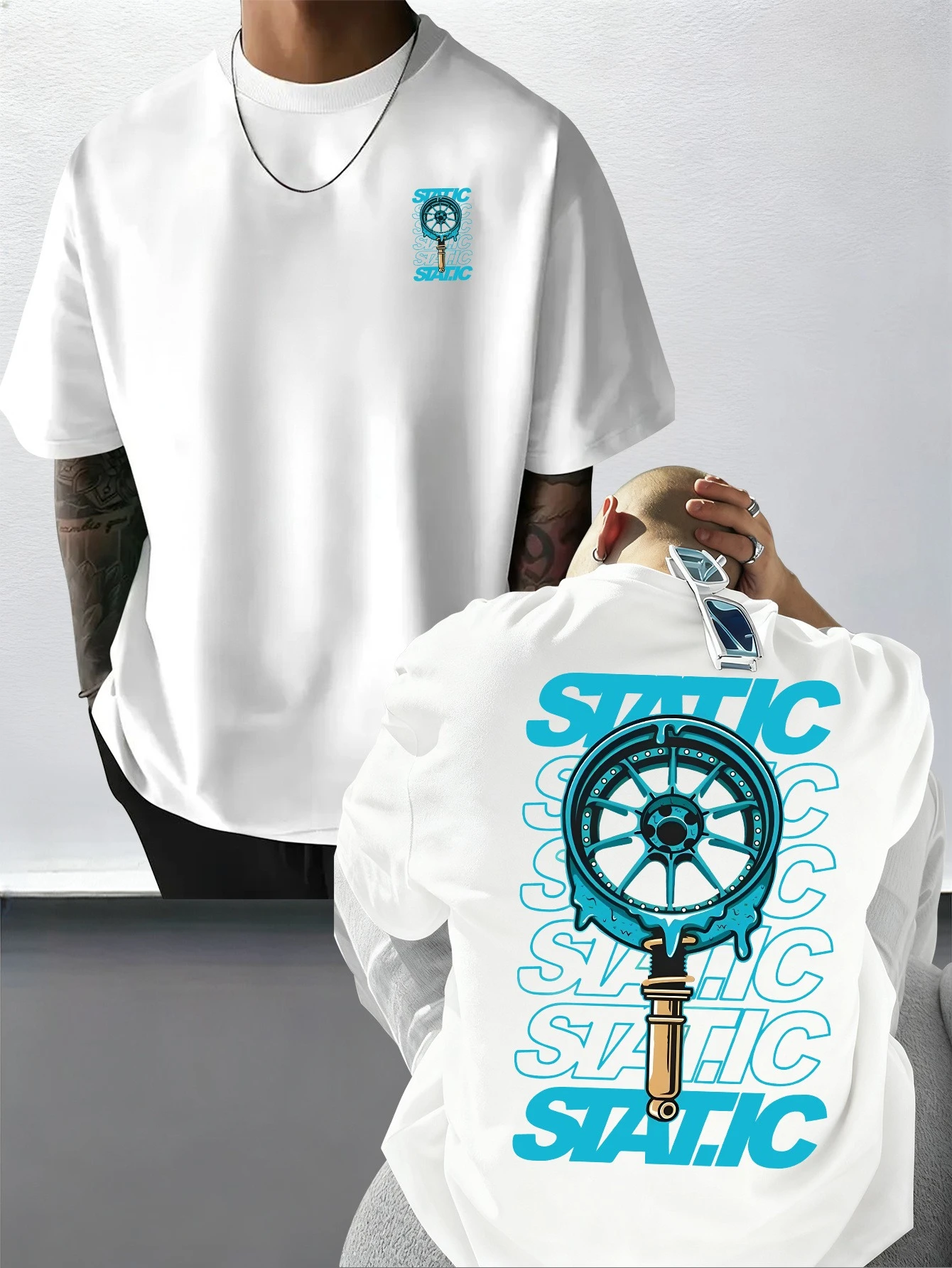 2026 Men's Streetwear Static Wheel Rim Low Life T shirt Cotton Jogging Tee Casual Trendy Oversized Unisex Summer Spring shirt