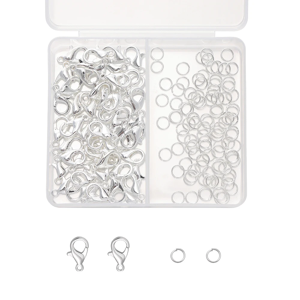 1 caixa/lote 2-grade 18k cor de ouro banhado a cobre fecho lagosta aberto conjuntos de anéis de salto para pulseira diy acessórios de fabricação de jóias