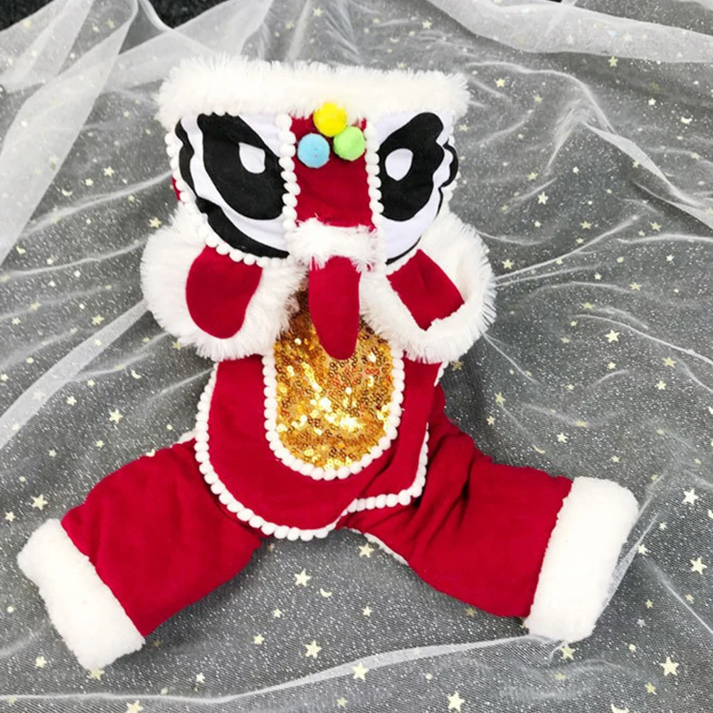 

Pet Lion Clothes Dog Outfit Red Cartoon Festive Dance Christmas Party New Year Costume Warm Soft Durable Dog Sweater