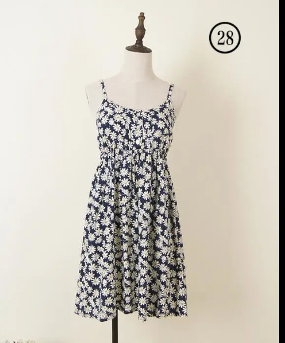 Vestido de verano ajustado de algodón con tirantes para mujer, camiseta sin mangas con estampado Floral, informal, cuello Halter, 23-43 colores, 2024