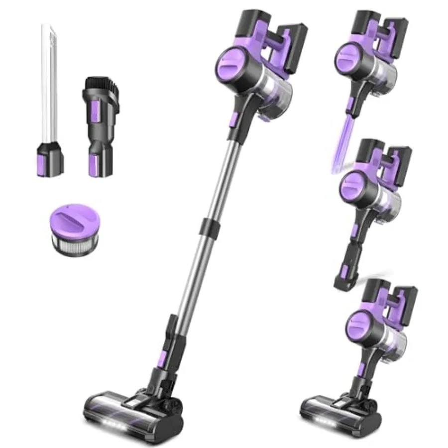 

Беспроводной пылесос для дома, 45 кПа, легкий вертикальный пылесос с мощным всасыванием, перезаряжаемая батарея, до 50 минут работы, ручной.