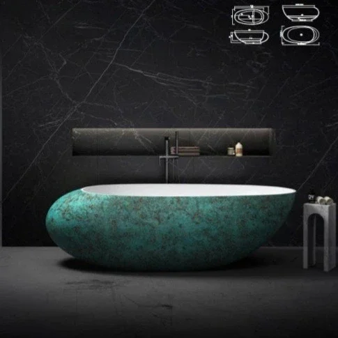 #Seamless One-Piece Freestanding Acrylic Bathtub, PMMA Matte Color Stone Bath Tub for Bathroom, Modern Design