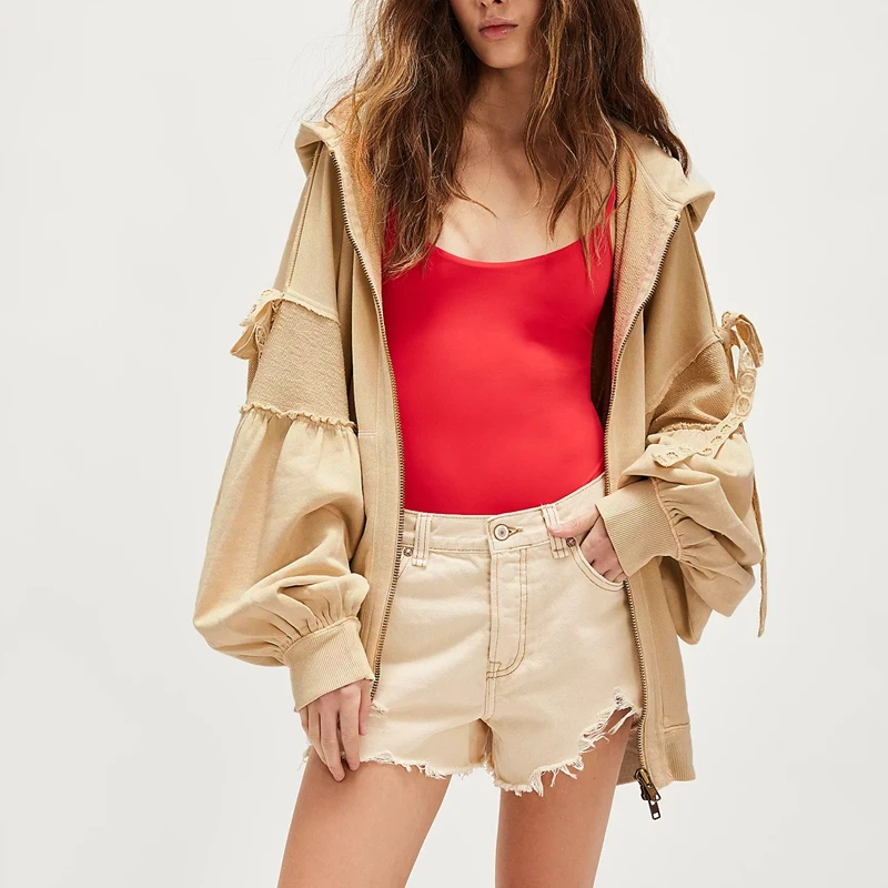 

Oversized Zip Up Hoodie Women Teen Girl Y2k Vintage Sweatshirt Loose Hooded Preppy Lantern Long Sleeve Bow Decor Sweater Jackets