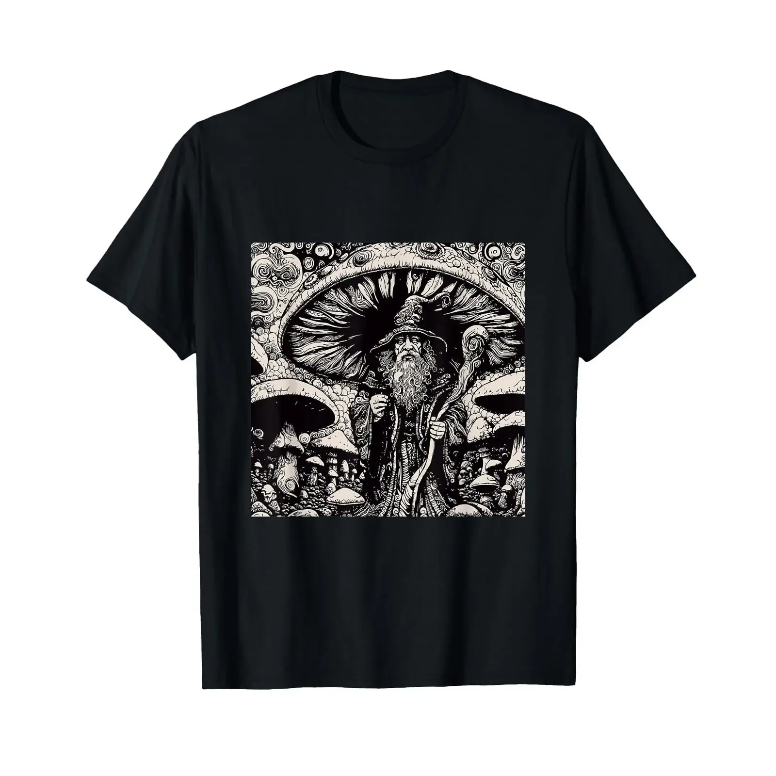 Psychedelic Trippy Rave Fantasy Woodland Weird Mushroom Man T Shirt vintage Washed Casual Stylish fashion Slightly