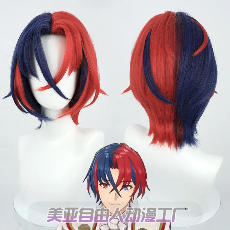 

Game Fire Emblem Engage Alear Cosplay Wig Short Straight Blue And Red Wigs Heat Resistant Hair Wigs