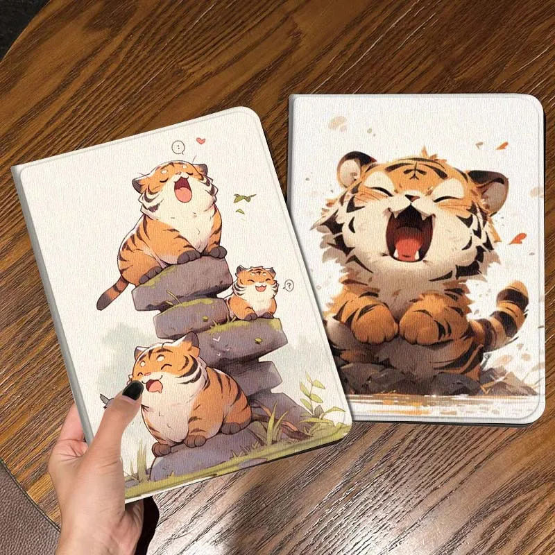 

Bear Tiger Art Cartoon Cute For iPad Pro Air Mini 2 3 4 5 6 7 6th 7th 10th 11th 10.2 9.7 10.5 11 Foldable Tablet Case Gift