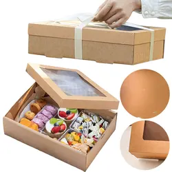 2Pcs Picnic Lunch Box Fried Chicken Paper Box Disposable Takeout Packing Box Salad Bento Box Birthday Party Supplies