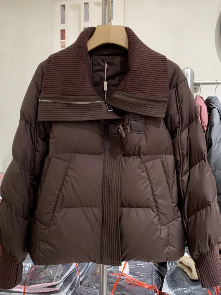 

Women's Knitted Short Jacket Collared Thick Warm Cotton Coat Winter New Style Windproof Design Sensation Fashion Outerwear