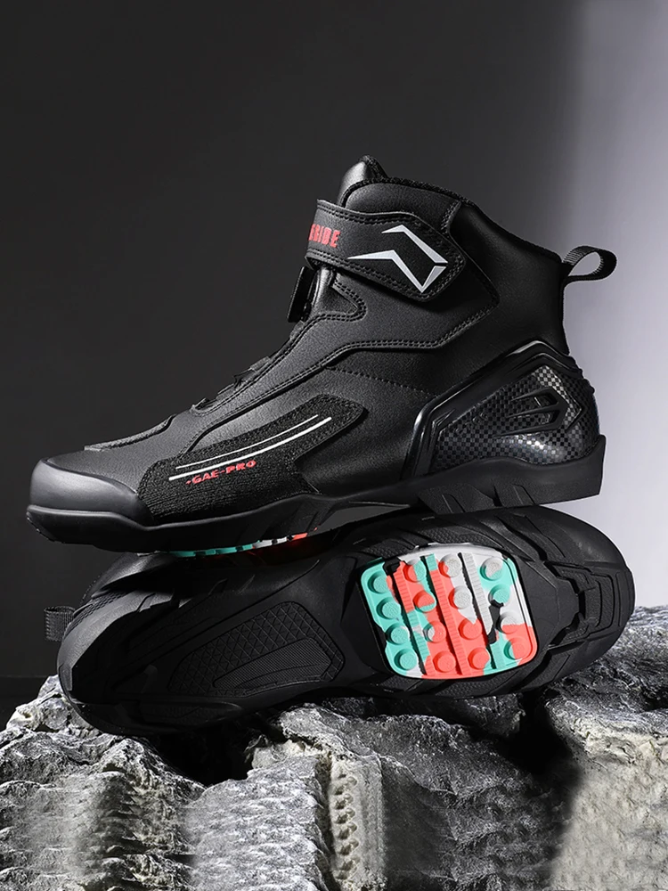 AliExpress WJTKJ Men's Motorcycle Boots New Microfiber Leather Motos Boot TPU Protection Men Motorcycle Shoes Bike Motorbike Riding Shoes