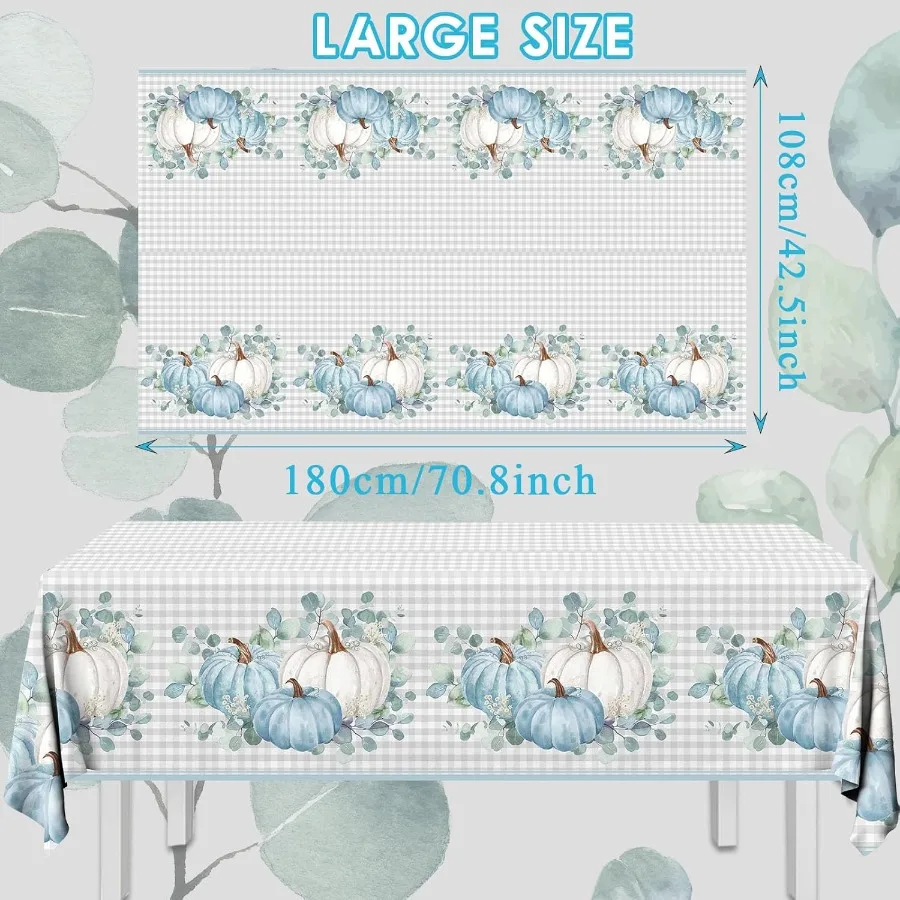 3 قطعة مفارش المائدة اليقطين الأزرق المائية اليقطين منقوشة مستطيلة طاولة بلاستيكية كوف الشكر الخريف الأزرق اليقطين عرض الطفل