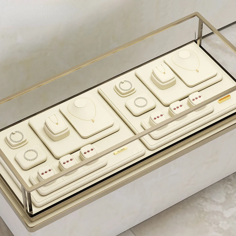 دعائم عرض الماس، حامل عرض مجوهرات خاتم الماس الفائق النعومة باللون البيج، حامل عرض المجوهرات المضاد