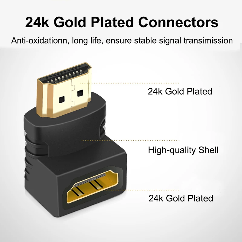 HDMI-compatible Adapter Splitter Male To Female 90 270 Degree Right Left Converter Extender For PS4 HDTV Laptop Monitor Adapter