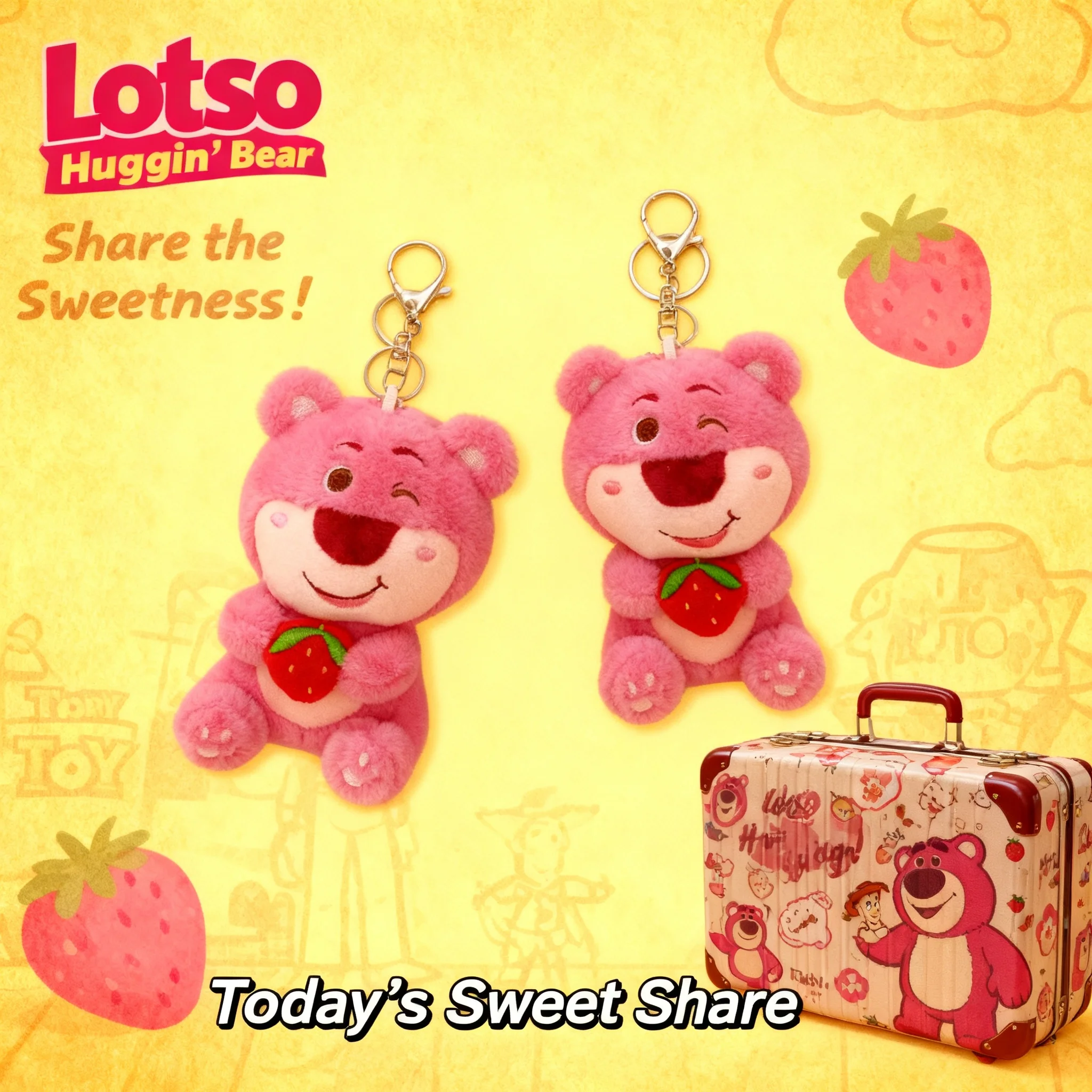 Lindo Oso Lotso Acogedor en Posición Recostada, Llavero de Peluche, Colgante para Mochila, Muñeco de Juguete, Venta al por Mayor, Adorable Oso de Peluche Colgante