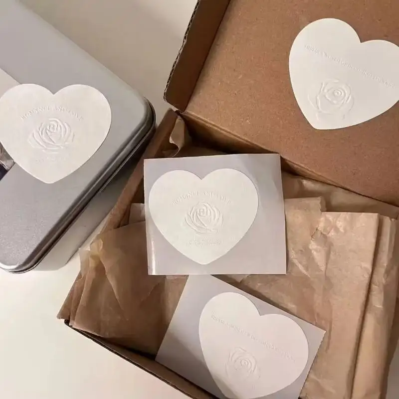 Customized 3D embossed logo texture paper adhesive label matte textured box sealing sticker candle label