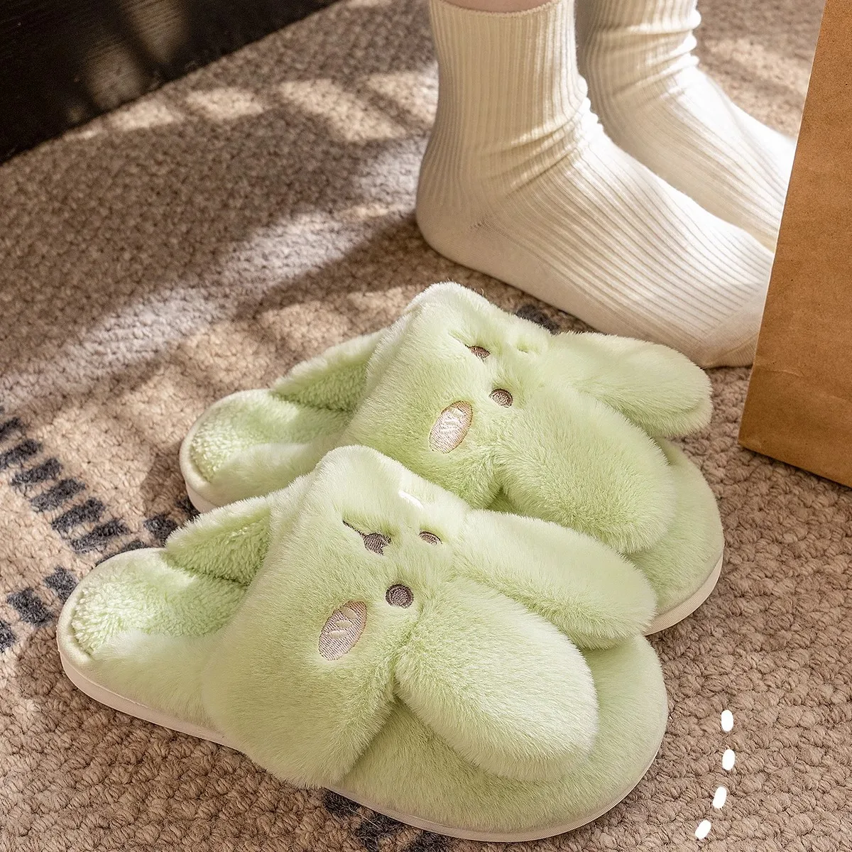 Beheizbare Winter-Hausschuhe für Damen & Herren - Dicke Plüsch-Stiefel mit Rutschfester Sohle, Warme Fleece-Gefütterte Hausschuhe für Drinnen/Draußen – Detail 19