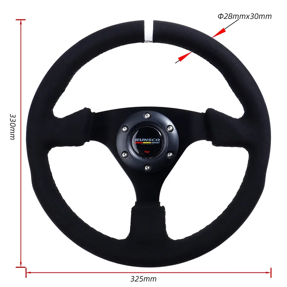 13Inch Sport Steering Wheel Flat Suede Car Drift Sim Racing Steering Wheel Control 70mm/PCD 6061-T6