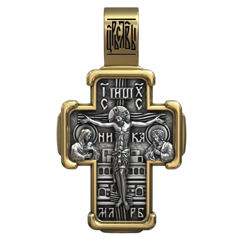 13g Jesus Christ Orthodox Cross Venerable Ilya Muromets Gold Pendant Customized 925 SOLID STERLING Silver High Trendy