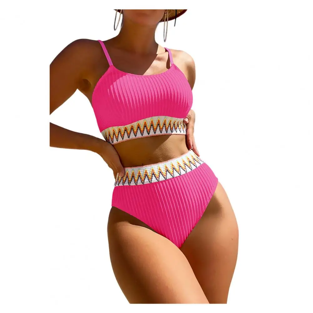 Women Swimsuit Stylish Women's Swimsuit Set with Push Up Support High Waist Design for Beachwear Bikini Matching 2 Piece Elastic